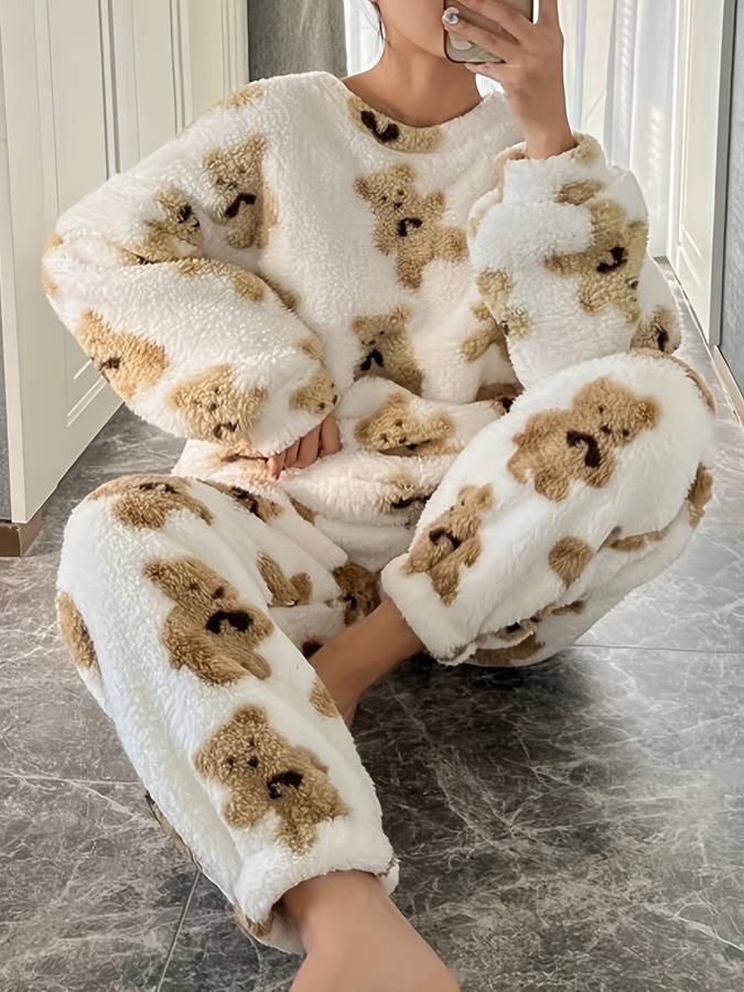 Danica - Ultrabequemes Loungewear-Set mit weißem Bärendruck für Frauen
