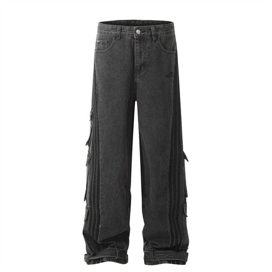 Cotton jeans with multi-pocket design for spring