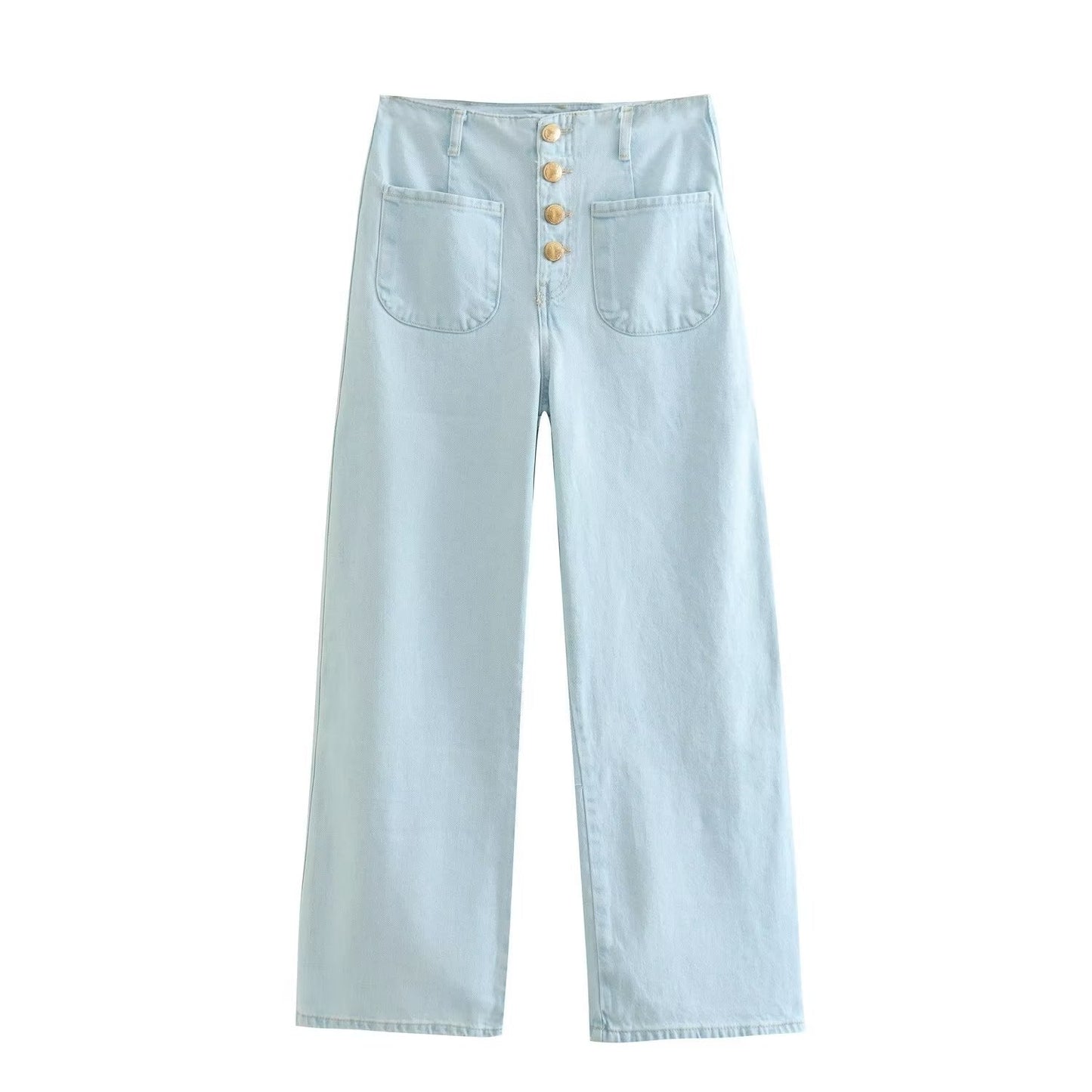 Ariana | European Style Hoch taillierte Baggy Capri Jeans mit weitem Bein