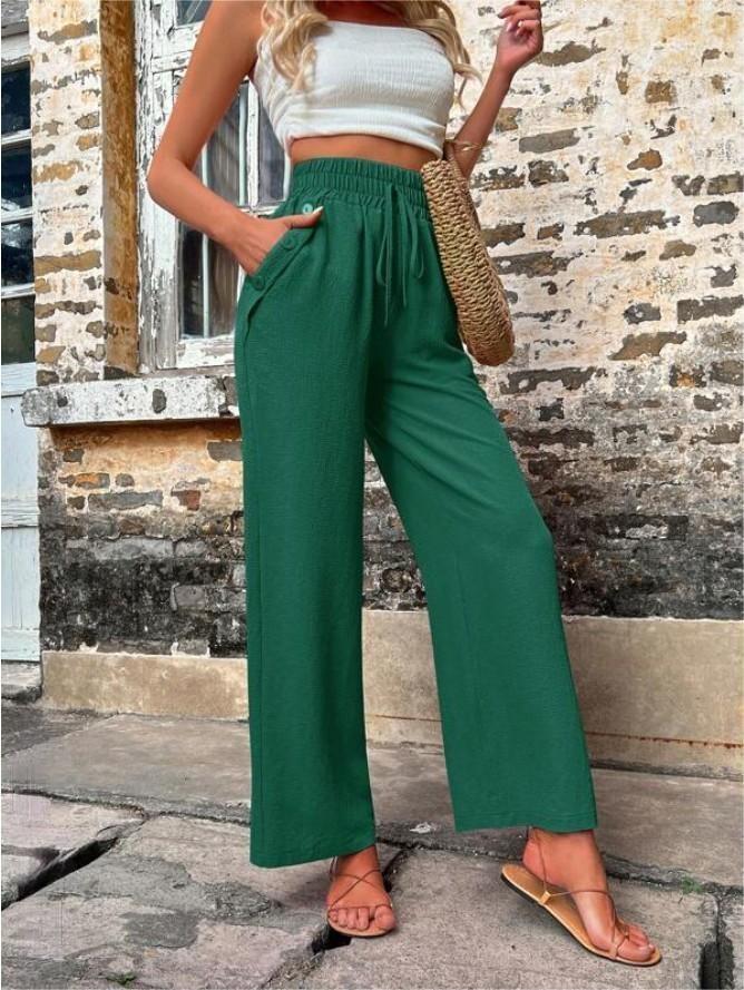 Emilia | Neue High-Waist Freizeithose mit Taschen, elastischem Bund und verstellbarem Kordelzug.