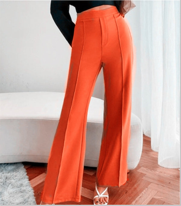 Clara | Damen Freizeithose, hoch tailliert, locker sitzend, mit geradem Bein