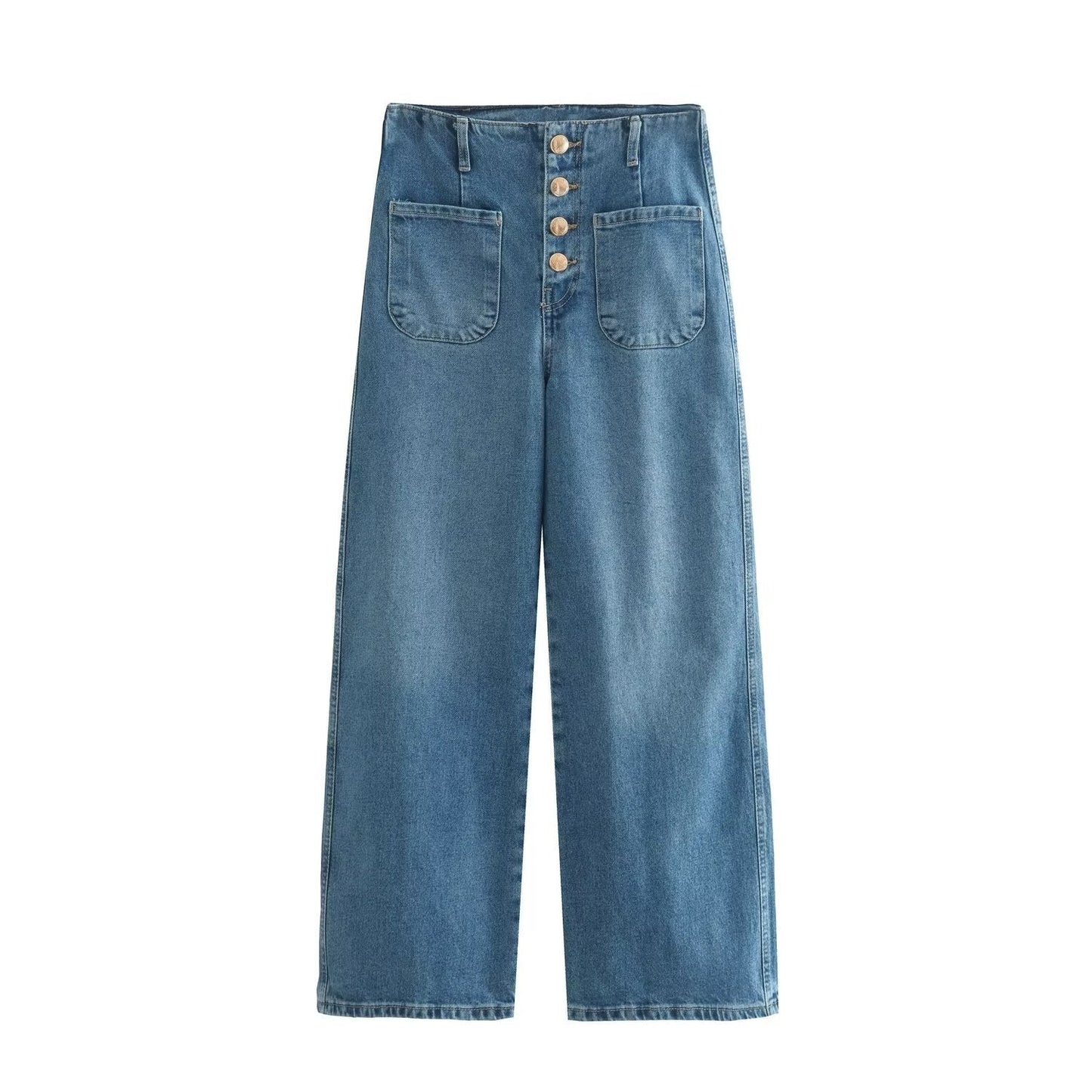 Ariana | European Style Hoch taillierte Baggy Capri Jeans mit weitem Bein