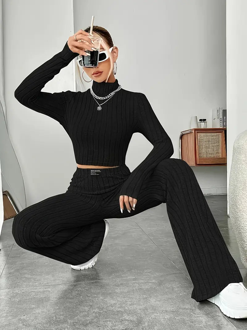 Mabel - Stylisches zweiteiliges Set aus einem bequemen langärmeligen Strickoberteil und einer eleganten Hose