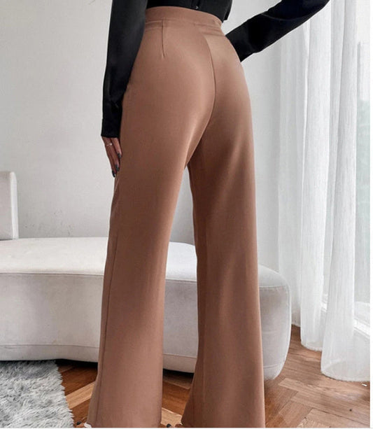 Clara | Damen Freizeithose, hoch tailliert, locker sitzend, mit geradem Bein
