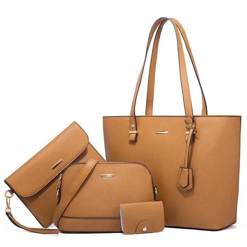 3-teilige Lederhandtasche & Schultertaschen-Set