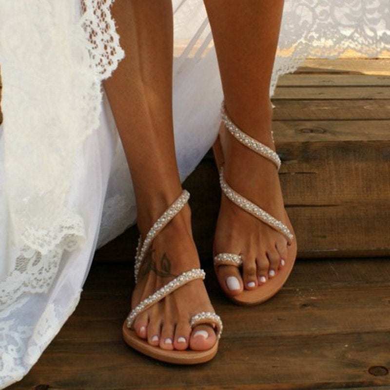 Jade - Trendy Boho Sommer Perlen Sandalen für Frauen