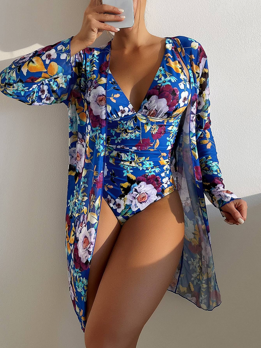 JINA - Strahlend blauer 3-teiliger Sommer-Bikini für einen perfekten Strand-Look