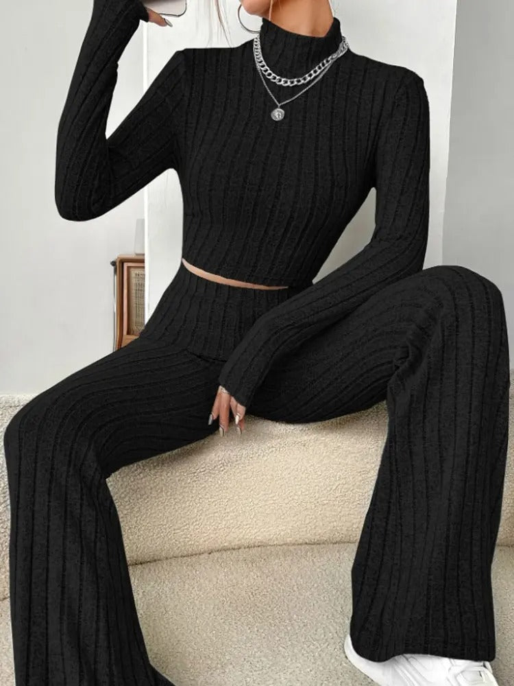 Mabel - Stylisches zweiteiliges Set aus einem bequemen langärmeligen Strickoberteil und einer eleganten Hose